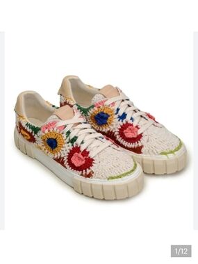 Farm Rio Sunset Crochet Flatform Sneaker Size 9 US 40 EU Spring Summer Coachella